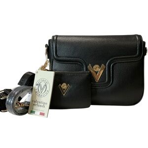 Valentino Orlandi Black Crossbody Bag with Change Pouch